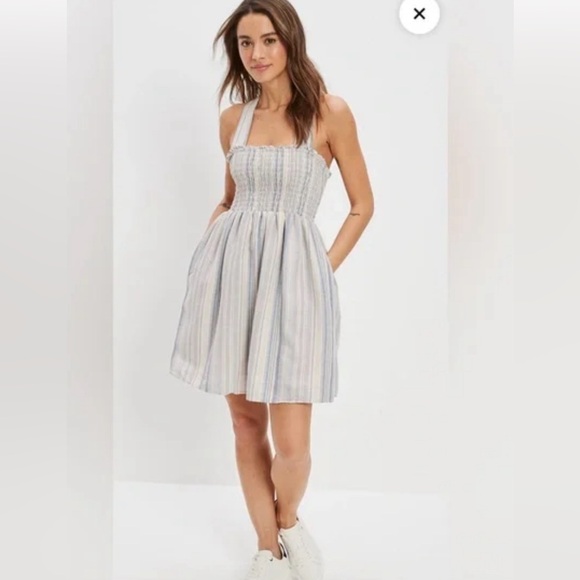 American Eagle smocked cross back mini dress size small - Picture 1 of 9